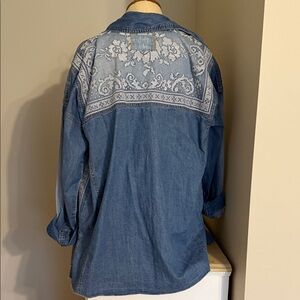 We The Free Denim Top with Cream Accents. Worn one time